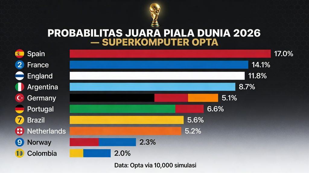prediksi probabilitas juara piala dunia 2026